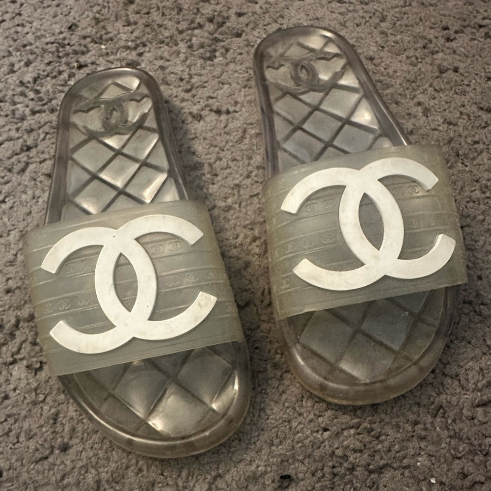 COPY - CHANEL Transparent Logo Slide Sandals